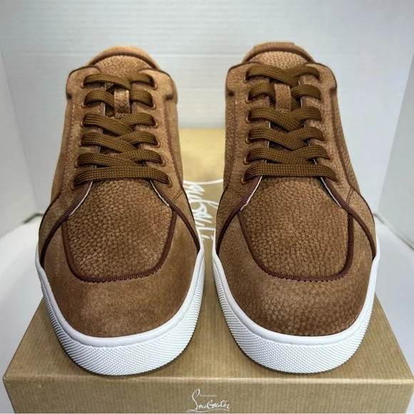 CHRISTIAN LOUBOUTIN RANTULOW ORLATO SNEAKERS BROWN GRAINED SUEDE SZ 44/11 NEW